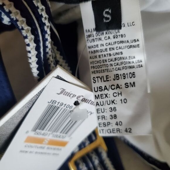 Juicy Couture womens bikini Swim top Bandeau Striped Navy Bra Size Small new - Picture 3 of 6